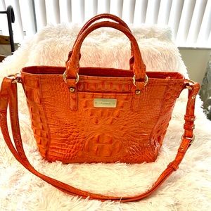 Brahmin Arno Satchel Burnt Orange Leather croc